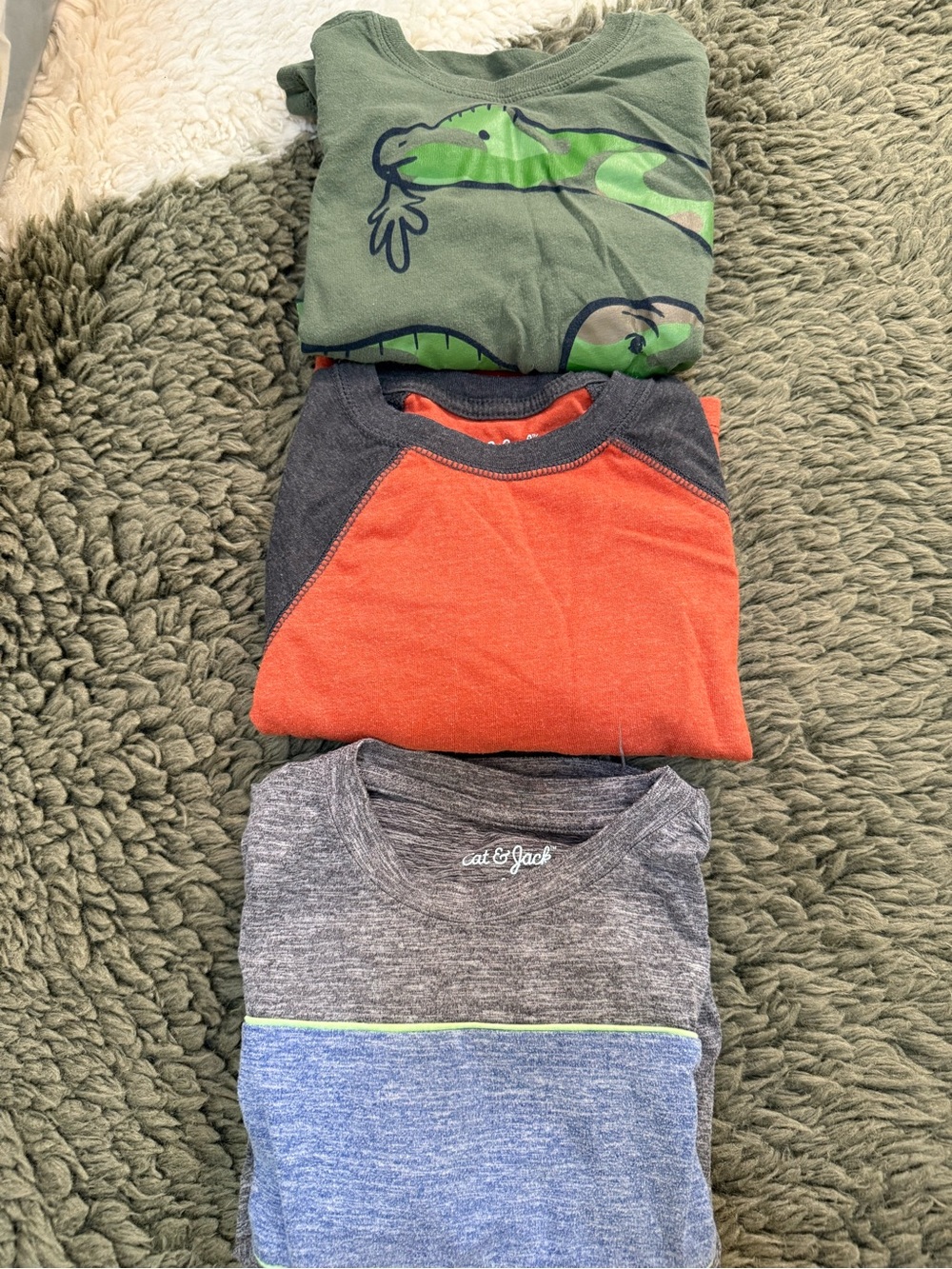 Cat & Jack Boys' Long Sleeve Tee Pack – Green, Orange, Gray/Blue